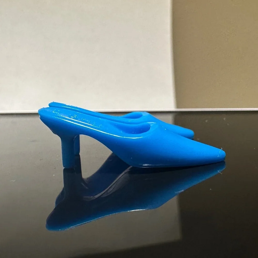 Vintage Barbie Doll Pointed Toe Mules Kitten‎ Heel Blue
